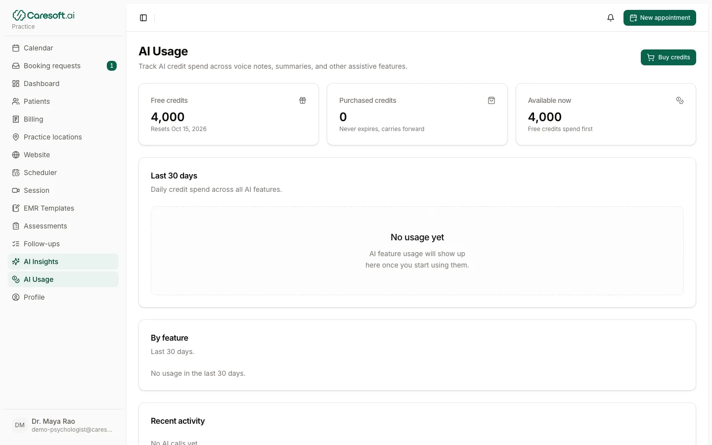 AI usage page