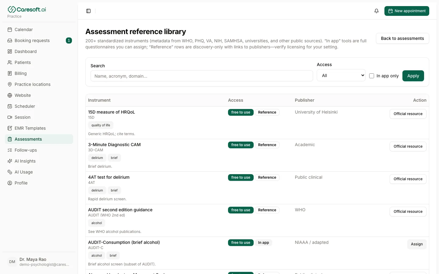 Assessment library