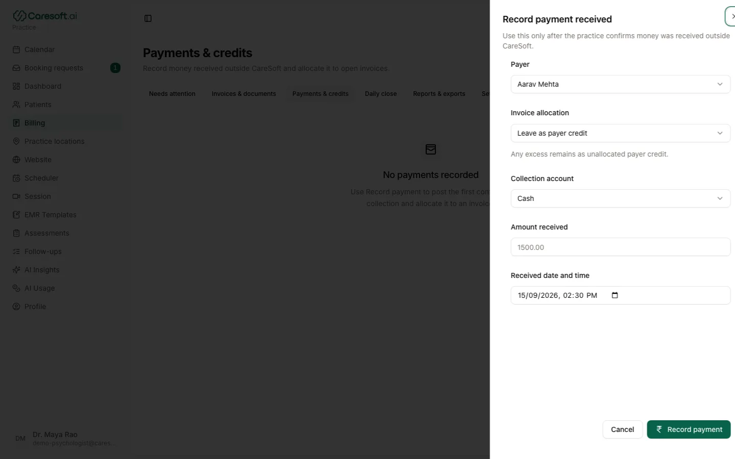 Record a payment