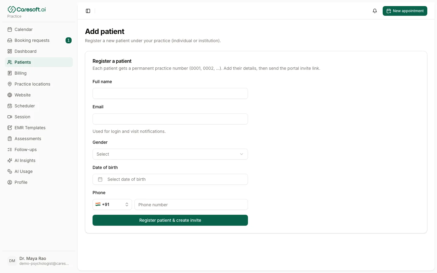 Register a patient