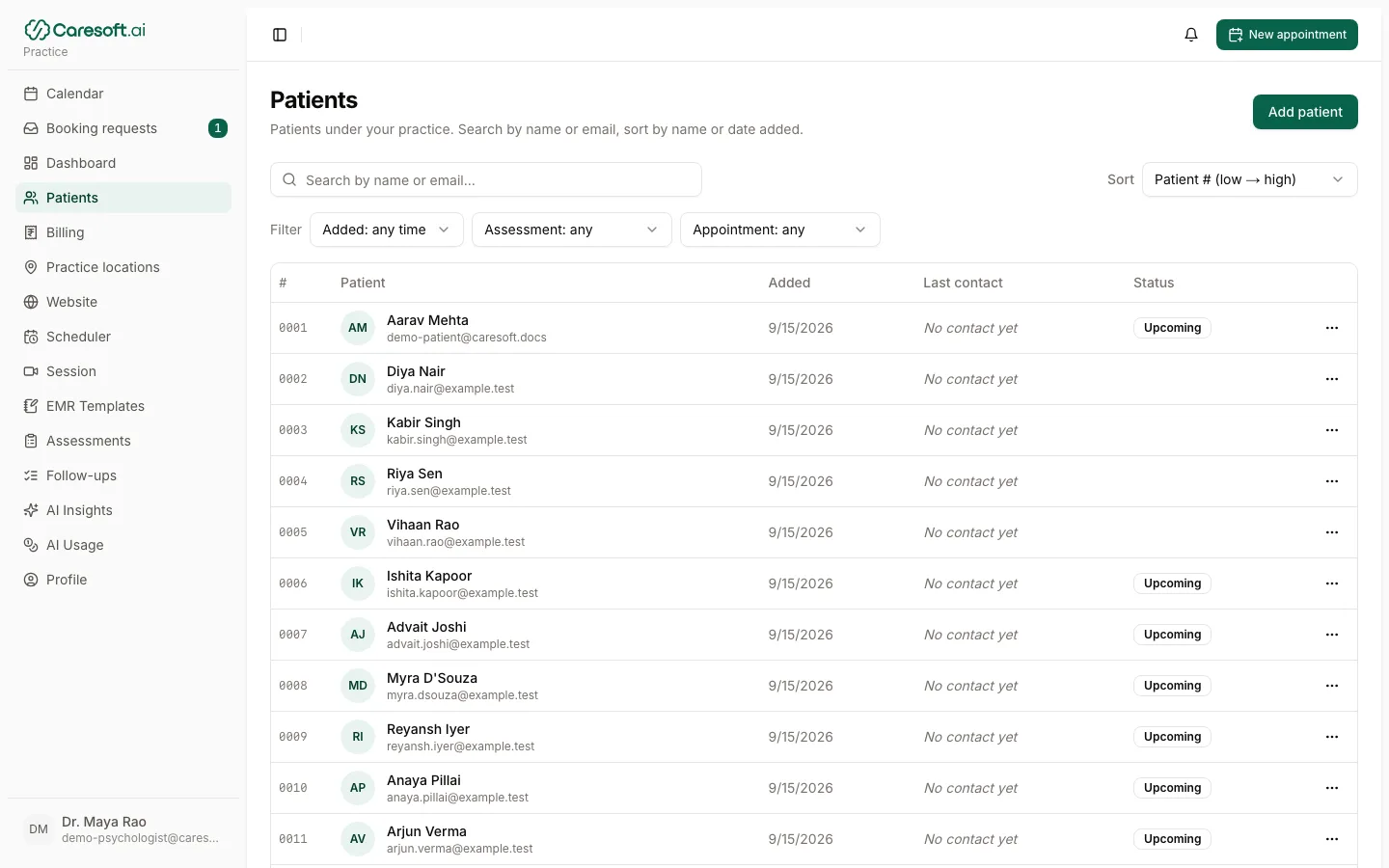 Patients list