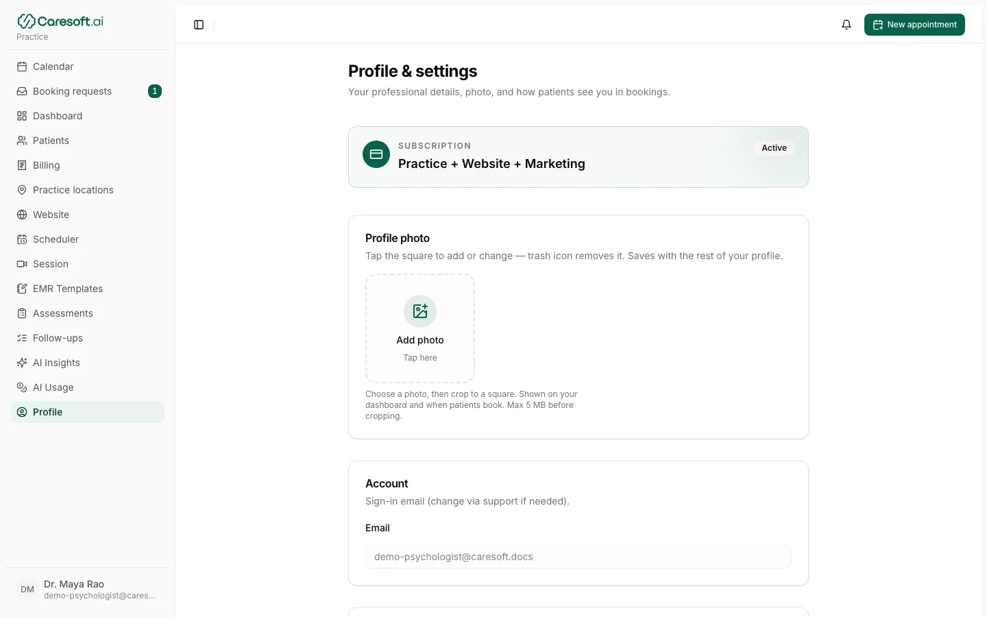 Profile settings