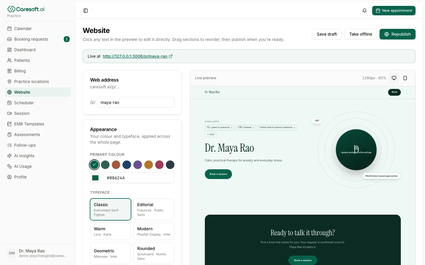 Theme and font picker